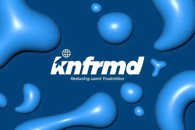 A mockup design of Knfrmd logo surrounded by icons.